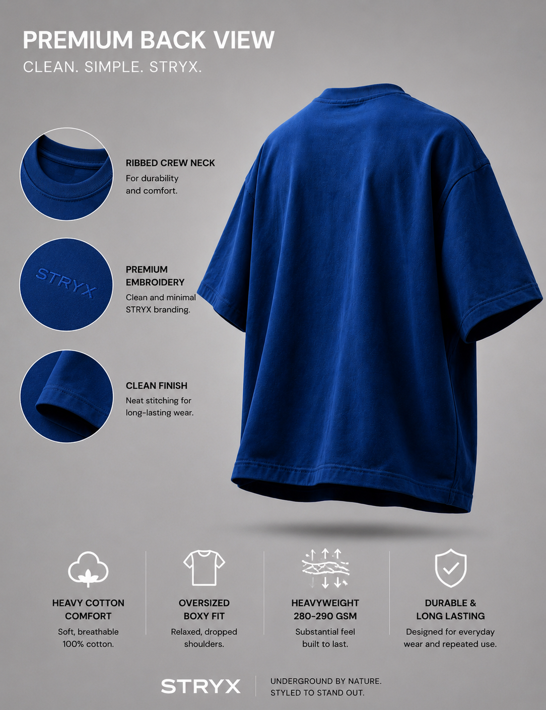 Men's Oversized- Boxy Fit -T-Shirt | Indigo Blue