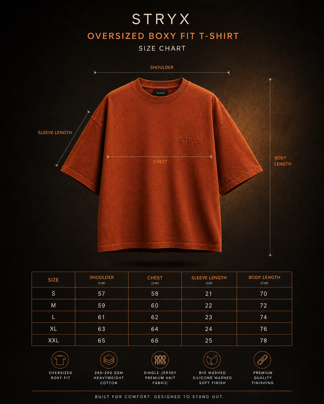 Men's Oversized- Boxy Fit -T-Shirt | Rust Organe