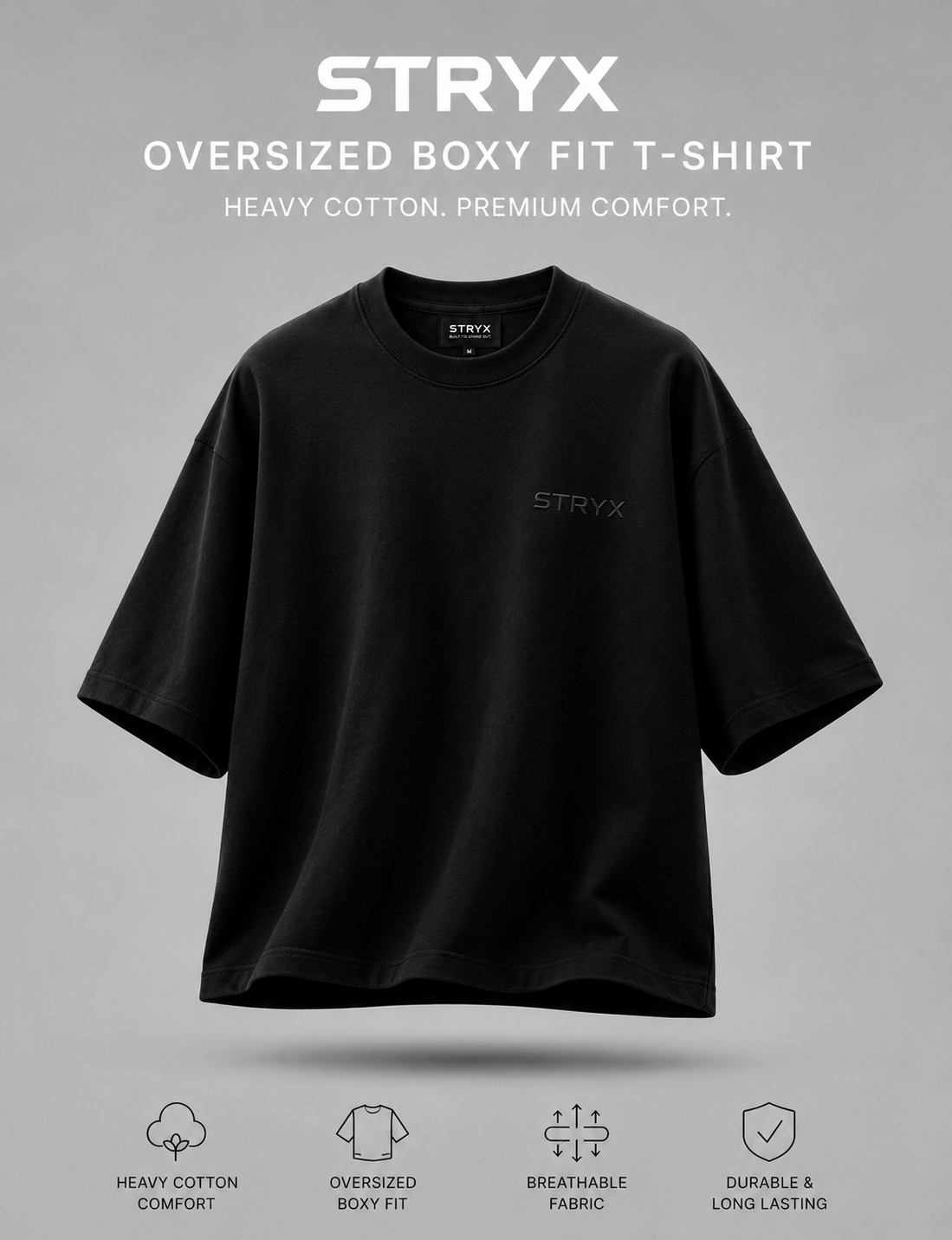 Men's Oversized- Boxy Fit -T-Shirt | Black