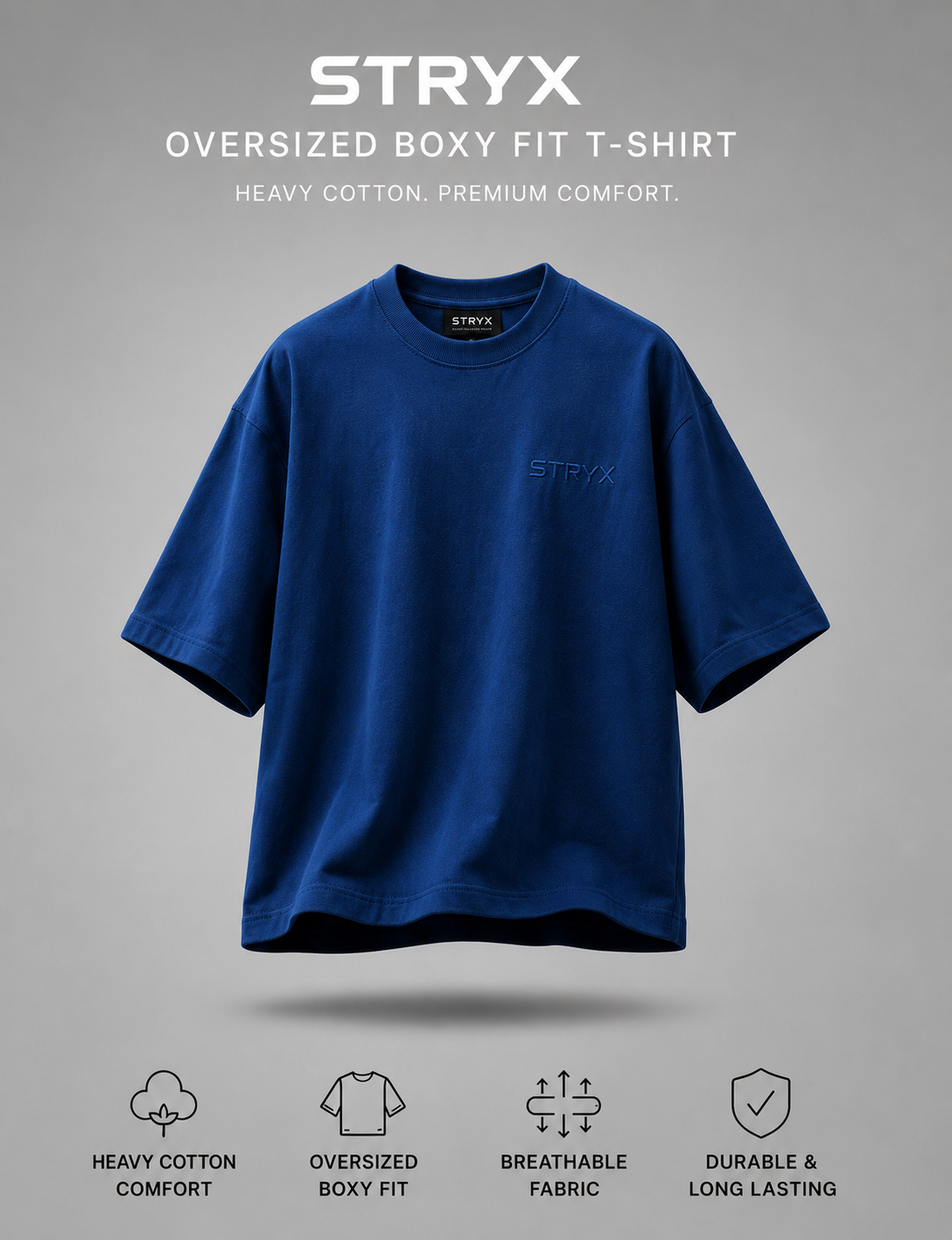 Men's Oversized- Boxy Fit -T-Shirt | Indigo Blue