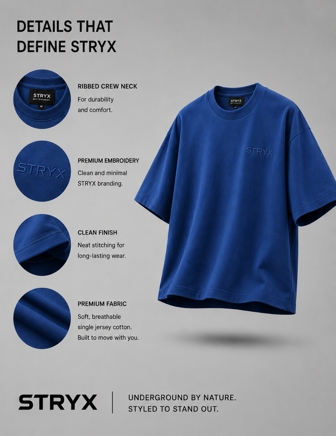Men's Oversized- Boxy Fit -T-Shirt | Indigo Blue