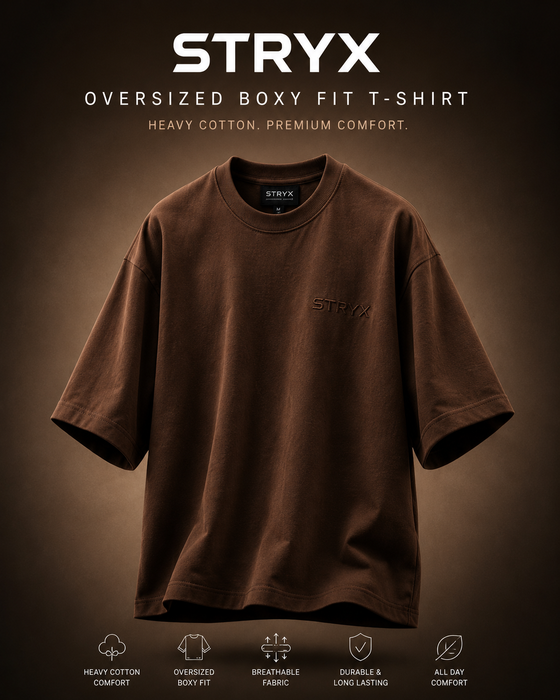 Men's Oversized- Boxy Fit -T-Shirt | Brown