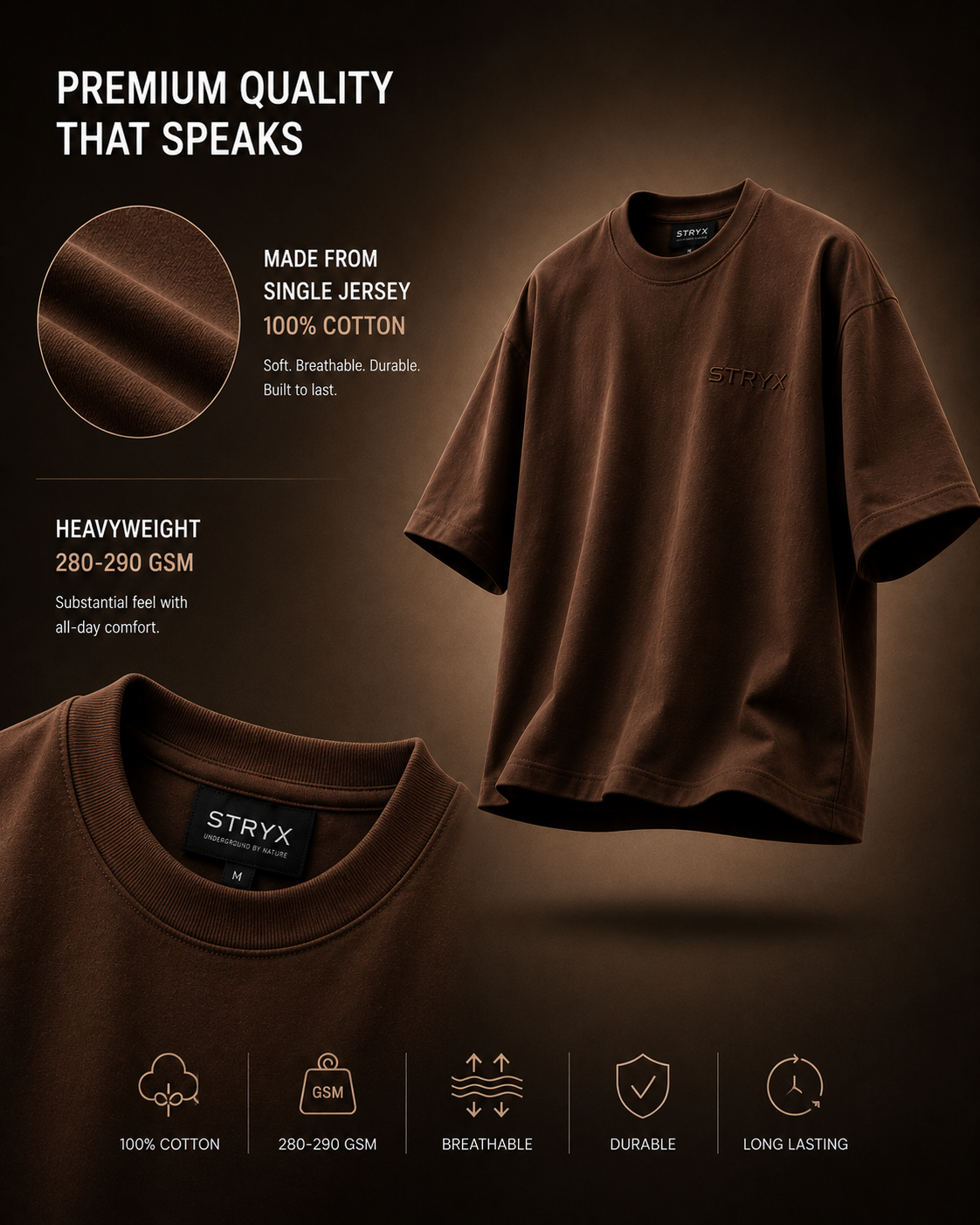 Men's Oversized- Boxy Fit -T-Shirt | Brown