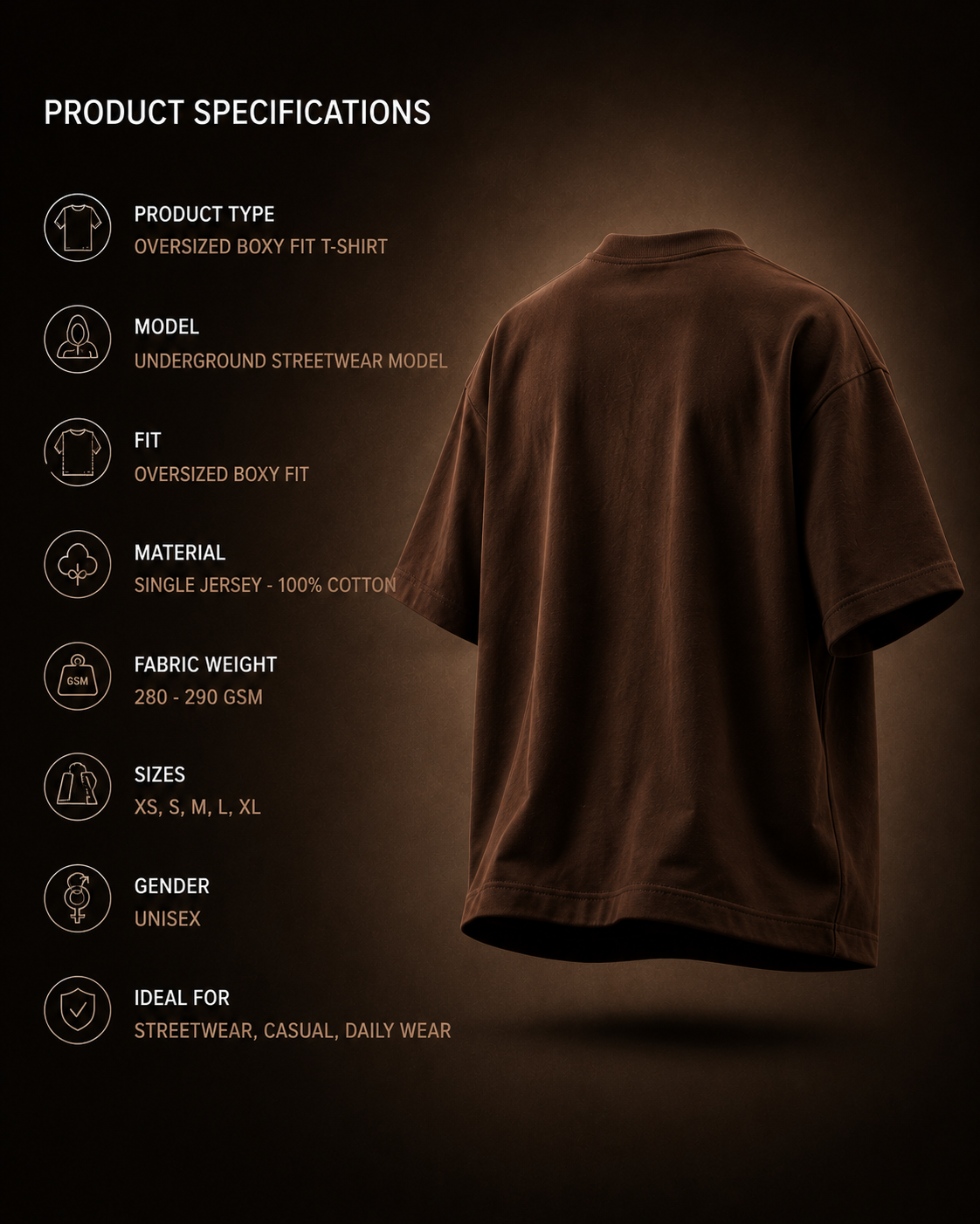Men's Oversized- Boxy Fit -T-Shirt | Brown