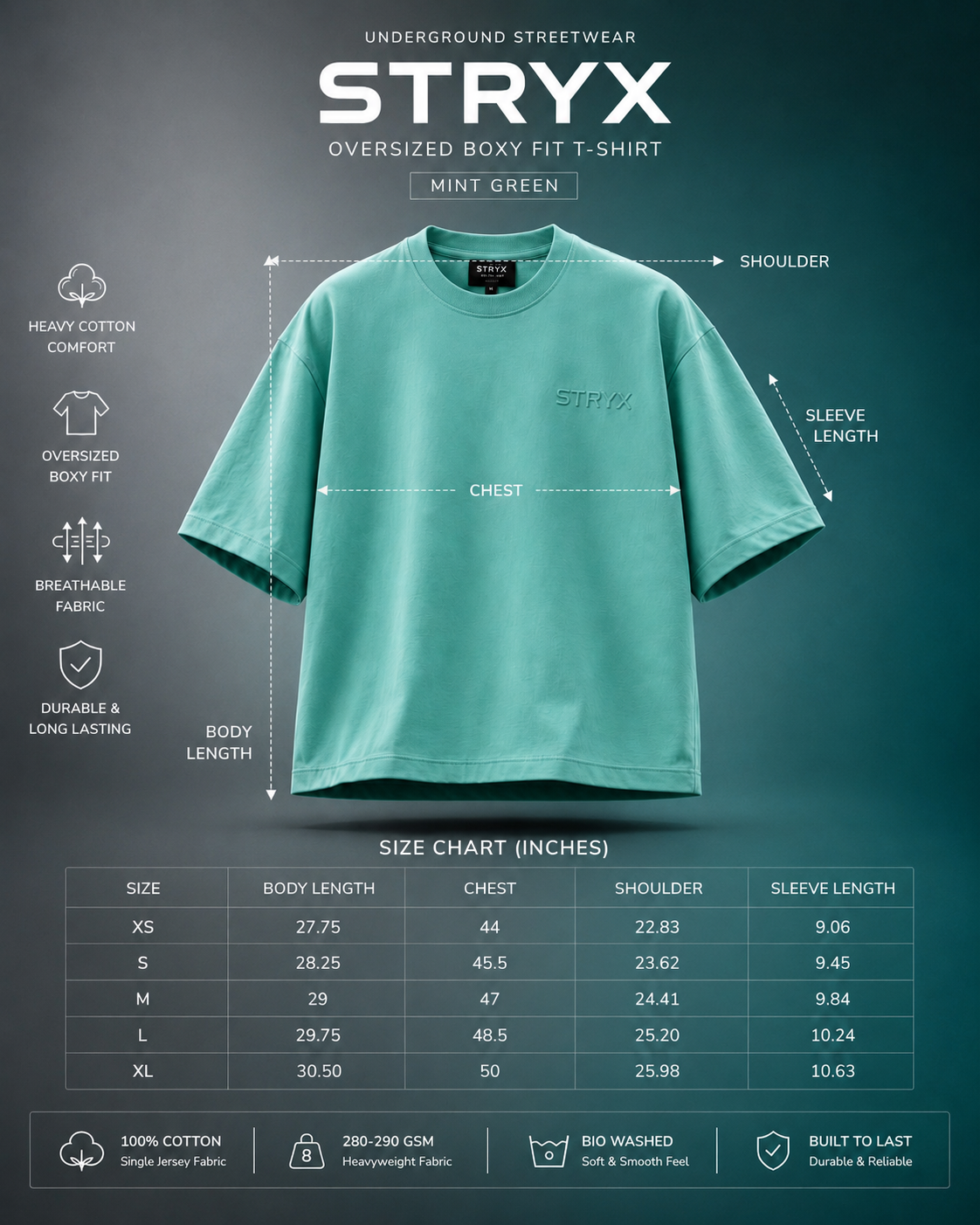 Men's Oversized- Boxy Fit -T-Shirt | Mint Green
